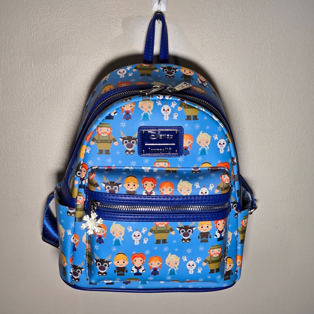 NWT Loungefly Disney Frozen Chibi AOP Mini Backpack Anna Elsa Olaf Sven New